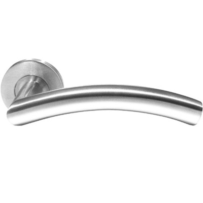 Consort Arc Lever On Round Rose, Satin Stainless Steel Door Handles - CH599SS (sold in pairs) SATIN FINISH