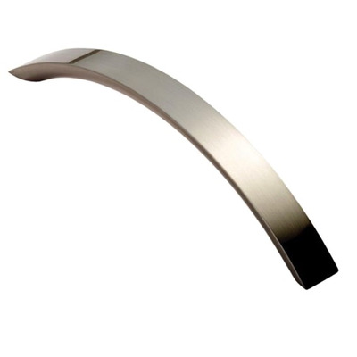 Carlisle Brass Fingertip Curved Convex Grip Cabinet Pull Handle (126mm C/C), Satin Nickel - FTD270ASN SATIN NICKEL - 128mm c/c