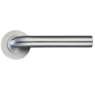 Zoo Hardware ZPS Radius Lever On Round Rose, Satin Stainless Steel - ZPS020SS (sold in pairs) SATIN STAINLESS STEEL