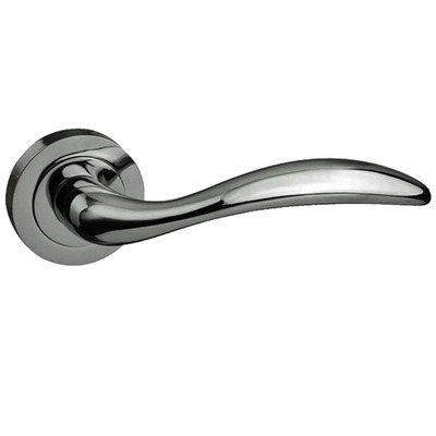 Atlantic Mediterranean Ancon Door Handles On Round Rose, Polished Chrome - M-77-CP (sold in pairs) POLISHED CHROME