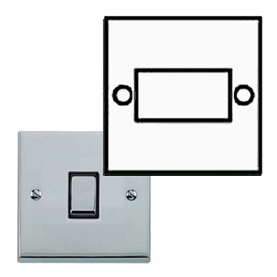 M Marcus Electrical Victorian Raised Plate Fan Isolating Switches, Polished Chrome Finish, Black Or White Inset Trims - R02.8990 POLISHED CHROME - BLACK INSET TRIM