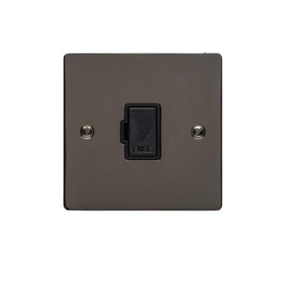 M Marcus Electrical Elite Flat Plate Fused Spur (Un-Switched), Polished Black Nickel, Black Trim - T06.834.PCBK POLISHED BLACK NICKEL - BLACK INSET TRIM