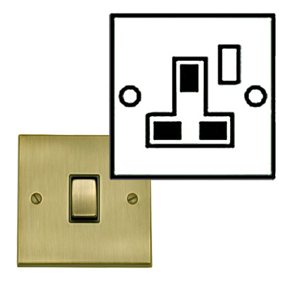 M Marcus Electrical Victorian Raised Plate 1 Gang Socket, Antique Brass Finish, Black Inset Trim - R91.840.ABBK ANTIQUE BRASS - BLACK INSET TRIM