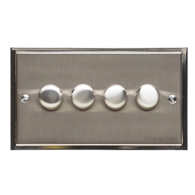 M Marcus Electrical Elite Stepped Plate 4 Gang Dimmer Switches, Satin Nickel Dual Finish, 250 Watts OR 400 Watts - S05.974 SATIN NICKEL DUAL FINISH - 250 WATTS