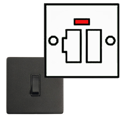 Fused Spur (Switched With Neon & Cord Outlet), Black Inset Trim - YBK.668.BK MATT BLACK - BLACK INSET TRIM
