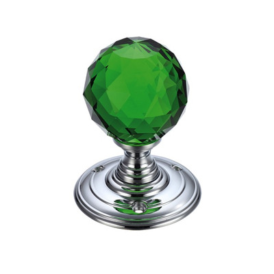 Zoo Hardware Fulton & Bray Facetted Green Glass Ball Mortice Door Knobs, Polished Chrome - FB301CPG (sold in pairs) POLISHED CHROME
