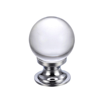 Zoo Hardware Fulton & Bray Clear Glass Ball Cupboard Knobs (25mm Or 30mm), Polished Chrome Base - FCH02CP CLEAR & POLISHED CHROME - 30mm