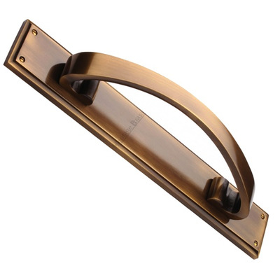 Heritage Brass Large Pull Handle On 464mm Backplate, Antique Brass - V1162-AT ANTIQUE BRASS