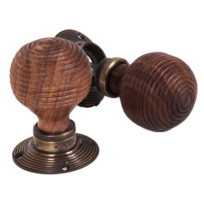 From The Anvil Beehive Mortice/Rim Knob Set, Rosewood & Antique Brass - 83573 (sold in pairs) ROSEWOOD & ANTIQUE BRASS