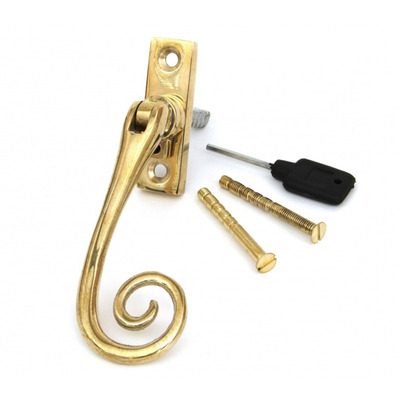 From The Anvil Left Or Right Handed Slim Monkeytail Locking Espagnolette Window Fastener, Polished Brass - 33310 POLISHED BRASS - LEFT HAND