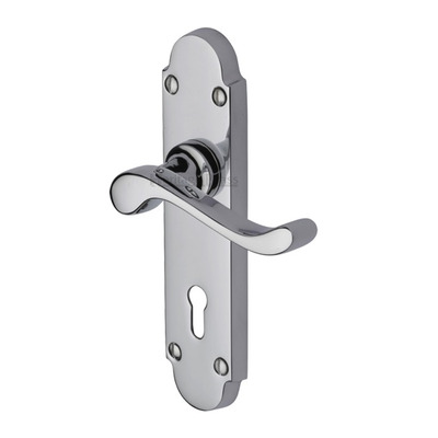 Heritage Brass Savoy Polished Chrome Door Handles - S600-PC (sold in pairs) LOCK (WITH KEYHOLE)