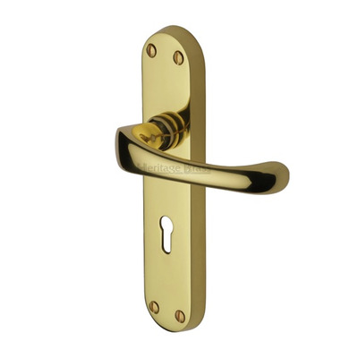 Heritage Brass Gloucester Polished Brass Door Handles - V6050-PB (sold in pairs) LOCK (WITH KEYHOLE)