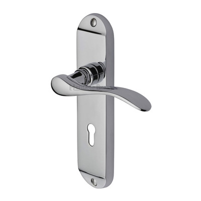 Heritage Brass Maya Polished Chrome Door Handles - MAY7600-PC (sold in pairs) LOCK (WITH KEYHOLE)