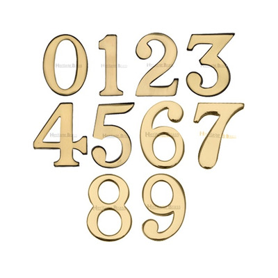 Heritage Brass 0-9 Self Adhesive Numerals (51mm - 2"), Polished Brass - C1568-PB POLISHED BRASS - 0