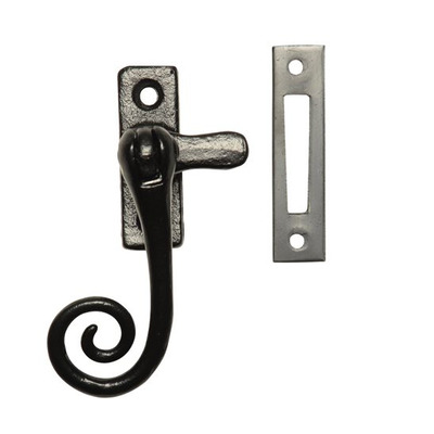 Kirkpatrick Smooth Black Malleable Iron Monkey Tail Casement Fastener - AB144 SMOOTH BLACK - MORTICE PLATE
