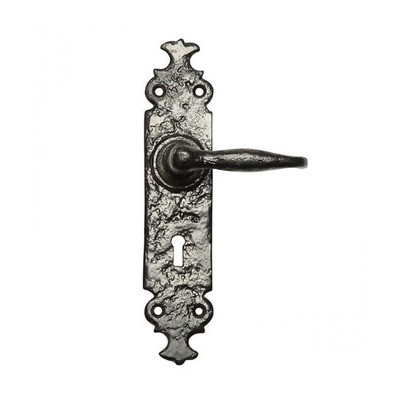 Kirkpatrick Black Antique Malleable Iron Lever Handle - AB754 (sold in pairs) LOCK (WITH KEYHOLE)