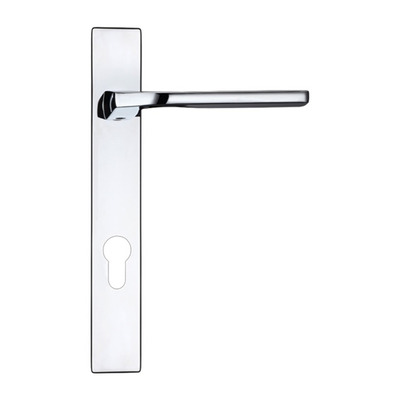 Zoo Hardware Rosso Maniglie Vela Euro Lock Multi Point Door Handles On Narrow 220mm Backplate, Polished Chrome - RM12NP92CP (sold in pairs) POLISHED CHROME