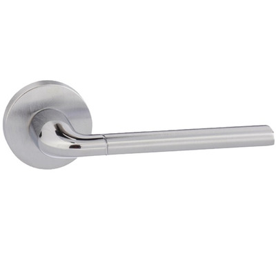 Atlantic Forme Milly Designer Lever On Round Minimal Rose, Dual Finish Satin Chrome And Polished Chrome - FMR158SCPC (sold in pairs) LEVER ON MINIMAL ROUND ROSE, SATIN CHROME AND POLISHED CHROME