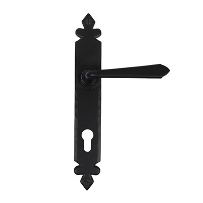 From The Anvil Fleur De Lys Cromwell Espagnolette Door Handles (92mm C/C), Black - 33067 (sold in pairs) ESPAGNOLETTE LOCK