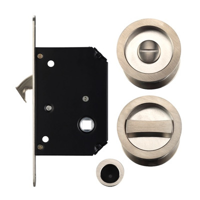 Zoo Hardware Fulton & Bray Sliding Door Lock Set (Suitable for 35-45mm thick doors), Satin Nickel - FB81SN SATIN NICKEL