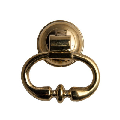 Cardea Ironmongery Cavendish Knuckled Drop Ring Handle, Unlacquered Brass - AB285 UNLACQUERED BRASS