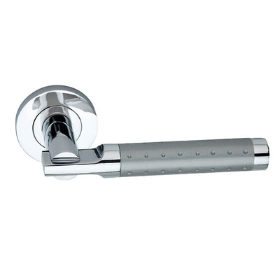 Spira Brass Lexis Lever On Rose, Dual Finish Polished Chrome & Satin Chrome - SB1201DT (sold in pairs) DUAL FINISH POLISHED CHROME & SATIN CHROME