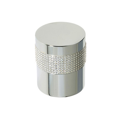 Frelan Hardware Cylindrical Mortice Door Knob, Polished Chrome With Swarovski Crystal On A Silver Band - 2012PC-SILVER POLISHED CHROME ON SILVER BAND