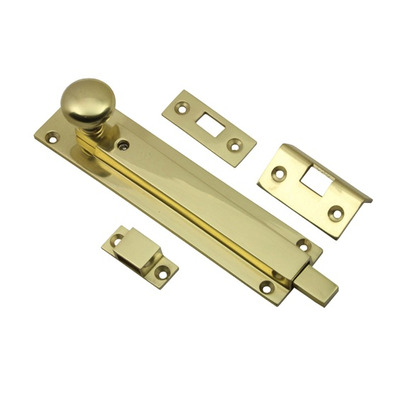 Prima Surface Mounted Locking Door Bolt (152mm x 36mm), Polished Brass - PB2017A POLISHED BRASS - 152mm x 36mm