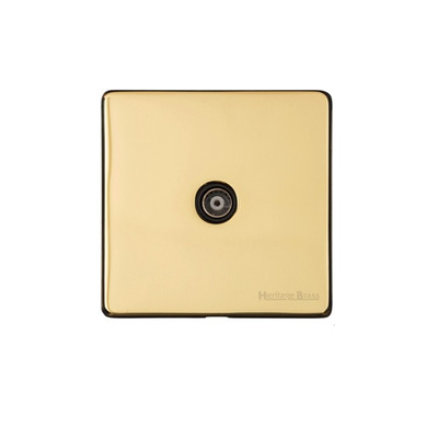 M Marcus Electrical Vintage 1 Gang TV/Coaxial Sockets (Non-Isolated OR Isolated), Polished Brass - X01.121.BK POLISHED BRASS - NON-ISOLATED TV COAXIAL
