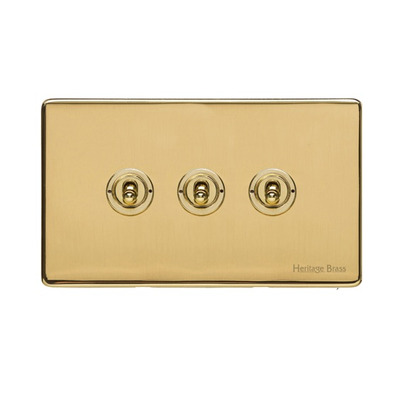 M Marcus Electrical Vintage  20 AMP 3 Gang 2 Way Dolly Switch, Polished Brass - X01.2420.PB POLISHED BRASS