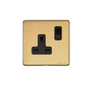 M Marcus Electrical Vintage Single 13 AMP Switched Socket, Satin Brass With Black Switch - X44.140.BK SATIN BRASS
