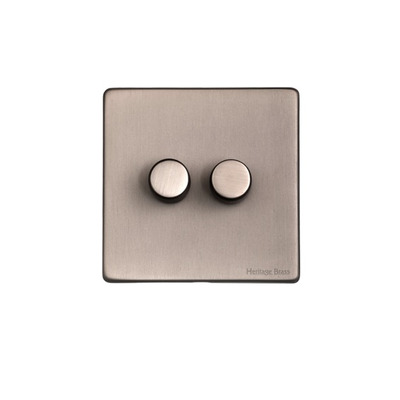M Marcus Electrical Vintage 2 Gang 2 Way Push On/Off Dimmer Switch, Aged Pewter (250 OR 400 Watts) - XAP.270.250 AGED PEWTER - 250 WATTS