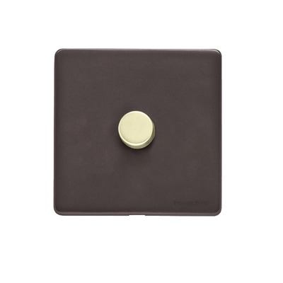 M Marcus Electrical Verona 1 Gang 2 Way On/Off Dimmer Switch, Matt Bronze Finish With Polished Brass Switch - VR9.260.250.PB MATT BRONZE WITH POLISHED BRASS - 250 WATTS