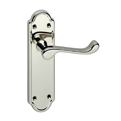 Urfic Ashworth Traditional Range Door Handles On Backplate, Polished Nickel - 100-455-04 (sold in pairs) EURO PROFILE LOCK (WITH CYLINDER HOLE)