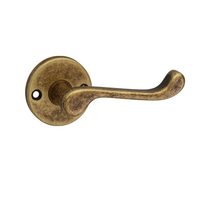 Urfic Ashworth Scroll Door Handles On Rose, Antique Brass - 100-460-AB (sold in pairs) ANTIQUE BRASS