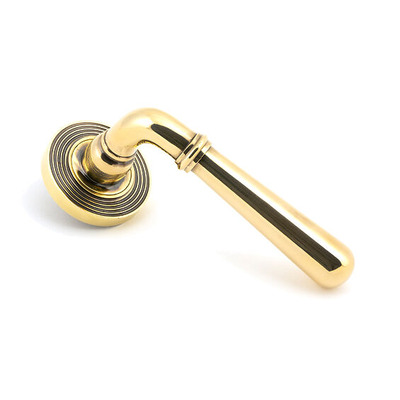 From The Anvil Newbury Door Handles On Beehive Rose, Aged Brass - 45757 (sold in pairs) AGED BRASS - UNSPRUNG