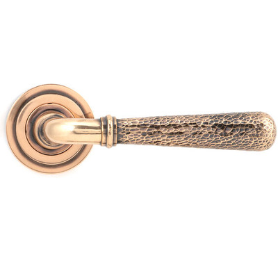 From The Anvil Hammered Newbury Door Handles On Art Deco Rose, Polished Bronze - 46086 (sold in pairs) POLISHED BRONZE - SPRUNG