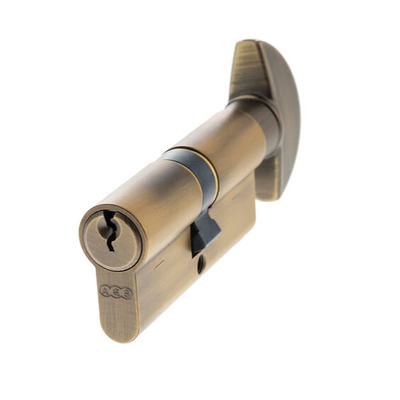 Atlantic UK AGB Euro Profile 5 Pin Cylinder Key & Turn (30mm/30mm OR 35mm/35mm), Matt Antique Brass - C620722525 MATT ANTIQUE BRASS - 35mm/35mm (70mm)