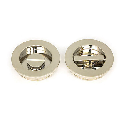 From The Anvil Plain Round Pull Privacy Set (60mm OR 75mm Diameter), Polished Nickel - 50166 POLISHED NICKEL - 75mm Diameter