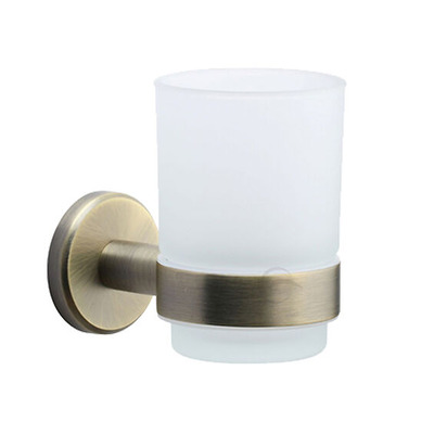 Heritage Brass Oxford Toothbrush Holder With Frosted Glass Tumbler, Matt Antique Brass - OXF-TUMBLER-MA MATT ANTIQUE BRASS