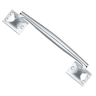 Zoo Hardware Fulton & Bray Pull Handle On Square Roses (250mm x 54mm), Polished Chrome - FB113CP POLISHED CHROME