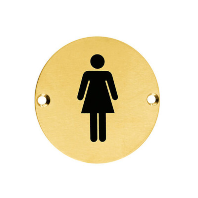 Zoo Hardware ZSS Door Sign - Female Sex Symbol, PVD Stainless Brass - ZSS02-PVDSB PVD SATIN BRASS