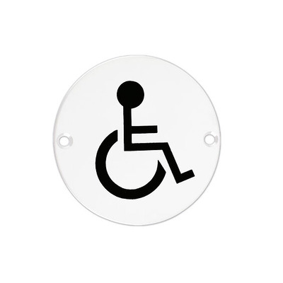 Zoo Hardware ZSS Door Sign - Disabled Facilities Symbol, Powder Coated White - ZSS07-PCW POWDER COATED WHITE