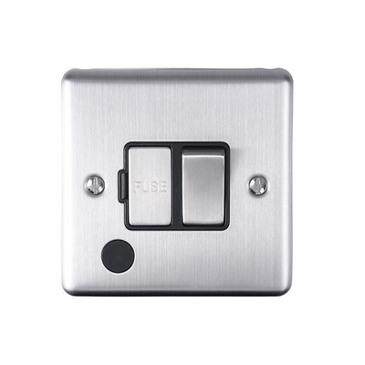 Carlisle Brass Eurolite Enhance Decorative 13 Amp DP Switched Fuse Spur With Flex Outlet, Satin Stainless Steel With Black Trim - ENSWFFOSSB SATIN STAINLESS STEEL - BLACK TRIM