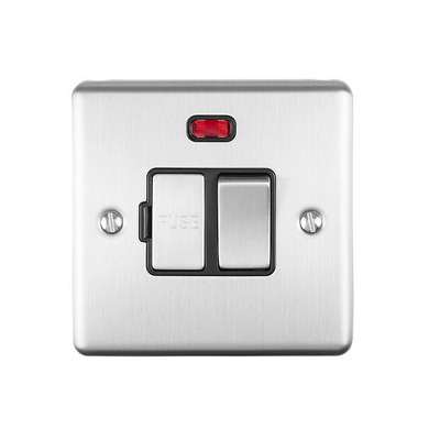 Carlisle Brass Eurolite Enhance Decorative 13 Amp DP Switched Fuse Spur With Neon Indicator, Satin Stainless Steel With Black Trim - ENSWFNSSB SATIN STAINLESS STEEL - BLACK TRIM
