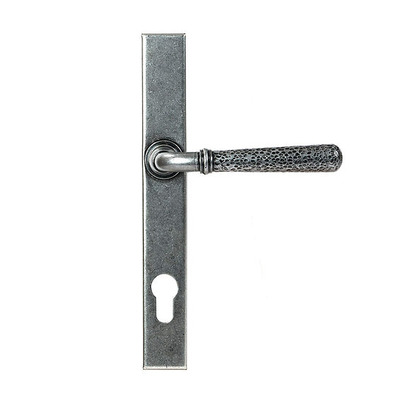 From The Anvil Hammered Newbury Slimline Lever Espagnolette Lock Set (92mm C/C), Pewter - 46389 (sold in pairs) PEWTER