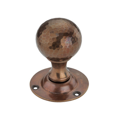 Spira Brass Hammered Ball Mortice Door Knob (60mm Diameter Rose), Antique Brass - SB2128AT (sold in pairs) ANTIQUE BRASS