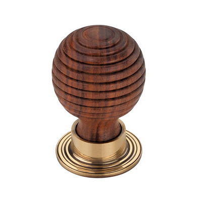 Spira Brass Rosewood Preston Cupboard Knob (35mm OR 38mm), Rosewood With Antique Brass Rose - SB2343AB (sold in pairs) ROSEWOOD WITH AGED BRASS ROSE - SMALL