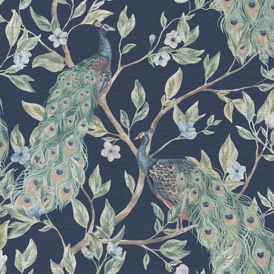 Keeka Peacock Wallpaper Navy World of Wallpaper 946100
