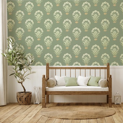 Tortoise and Hare Wallpaper Sage Green Belgravia Decor 6655
